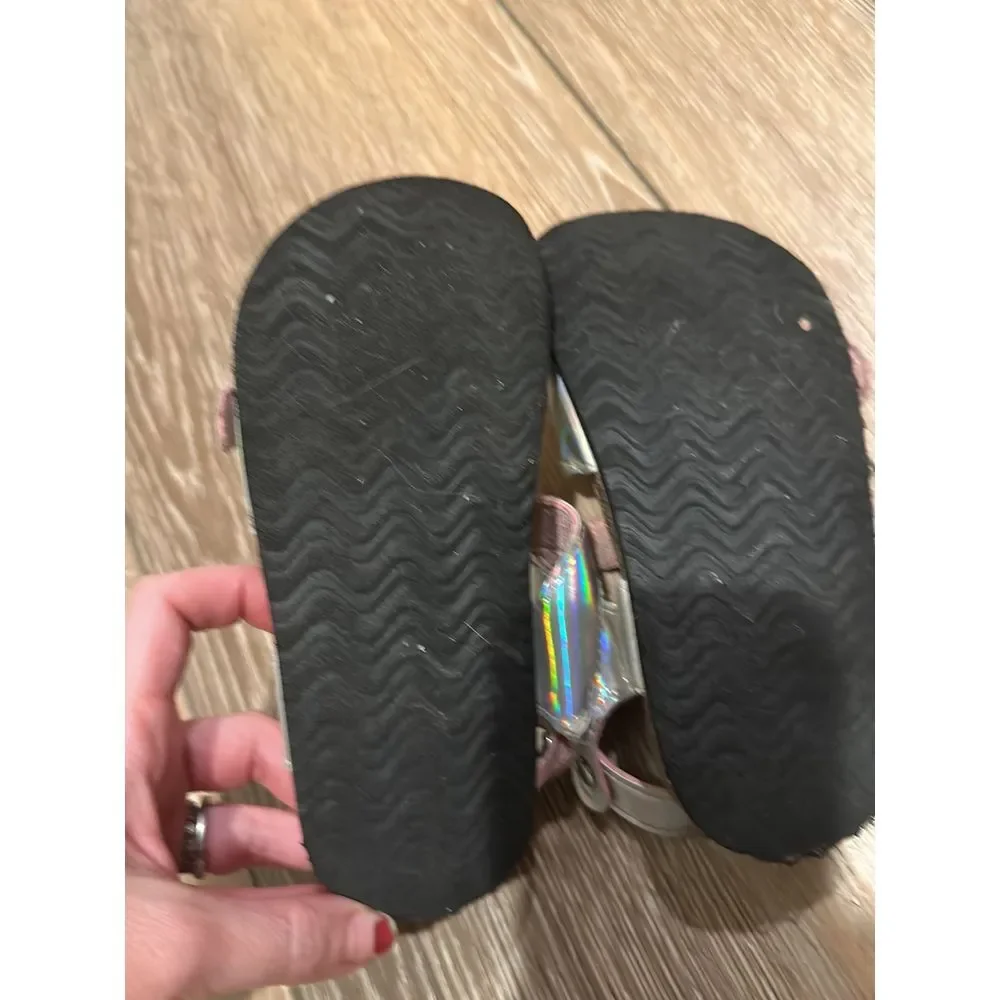 Joules girl sandals iridescent silver sz 11‎